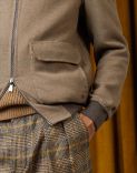 Double-face beige-and-mustard jacket in wool, cashmere and silk 4