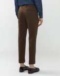 Brown-and-beige trousers in stretchy wool and cotton  3