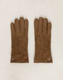 Gloves in hazelnut-brown suede and cashmere 1