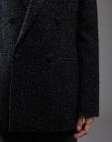 Giacca doppiopetto nera in lana, seta e lurex 5