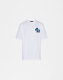 T-shirt Terzini x Lardini bianco e blu con stampa 1