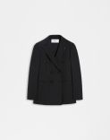 Black stretch wool cloth double-breasted blazer 1