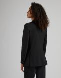 Black stretch wool cloth double-breasted blazer 4