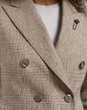 Veste à double boutonnage en lin marron avec motif Prince-de-Galles 5
