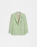 Green stretch wool fabric single-breasted jacket 1