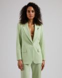 Green stretch wool fabric single-breasted jacket 2