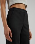 Black stretch wool fabric regular straight-leg trousers 5