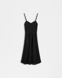 Black linen cloth dress with flared midi skirt 1