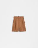 Wide pinstripe rust viscose Bermuda shorts 1