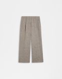 Brown linen trousers with a glen plaid design 1