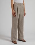 Brown linen trousers with a glen plaid design 2