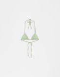 Pastel green faux leather bralette with ties 1
