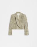 Green lurex woven cotton tweed short jacket 1