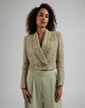 Green lurex woven cotton tweed short jacket 2