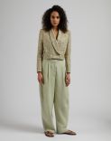 Green lurex woven cotton tweed short jacket 3