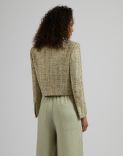 Veste courte en tweed de coton tressé avec lurex vert 4