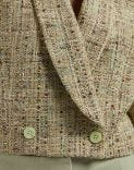 Giacca corta in tweed di cotone verde intrecciato lurex 5