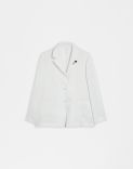 Einreihige Jacke aus weißem und silbernem Lurex-Leinen 1