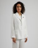 White and silver lurex linen single-breasted jacket 2
