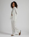 White and silver lurex linen single-breasted jacket 3