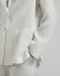 Einreihige Jacke aus weißem und silbernem Lurex-Leinen 5