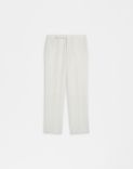 Silver and white pinstripe lurex wool canvas trousers 1