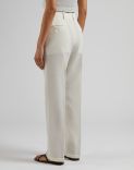 Silver and white pinstripe lurex wool canvas trousers 4