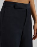 Blue wool fabric regular straight-leg trousers 5