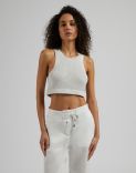 White and silver lurex ribbed knit short top 2