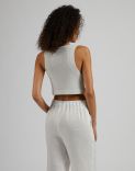 White and silver lurex ribbed knit short top 4