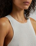 White and silver lurex ribbed knit short top 5