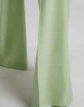 Green high-waisted trousers with a flared hem in stretch wool cloth 5