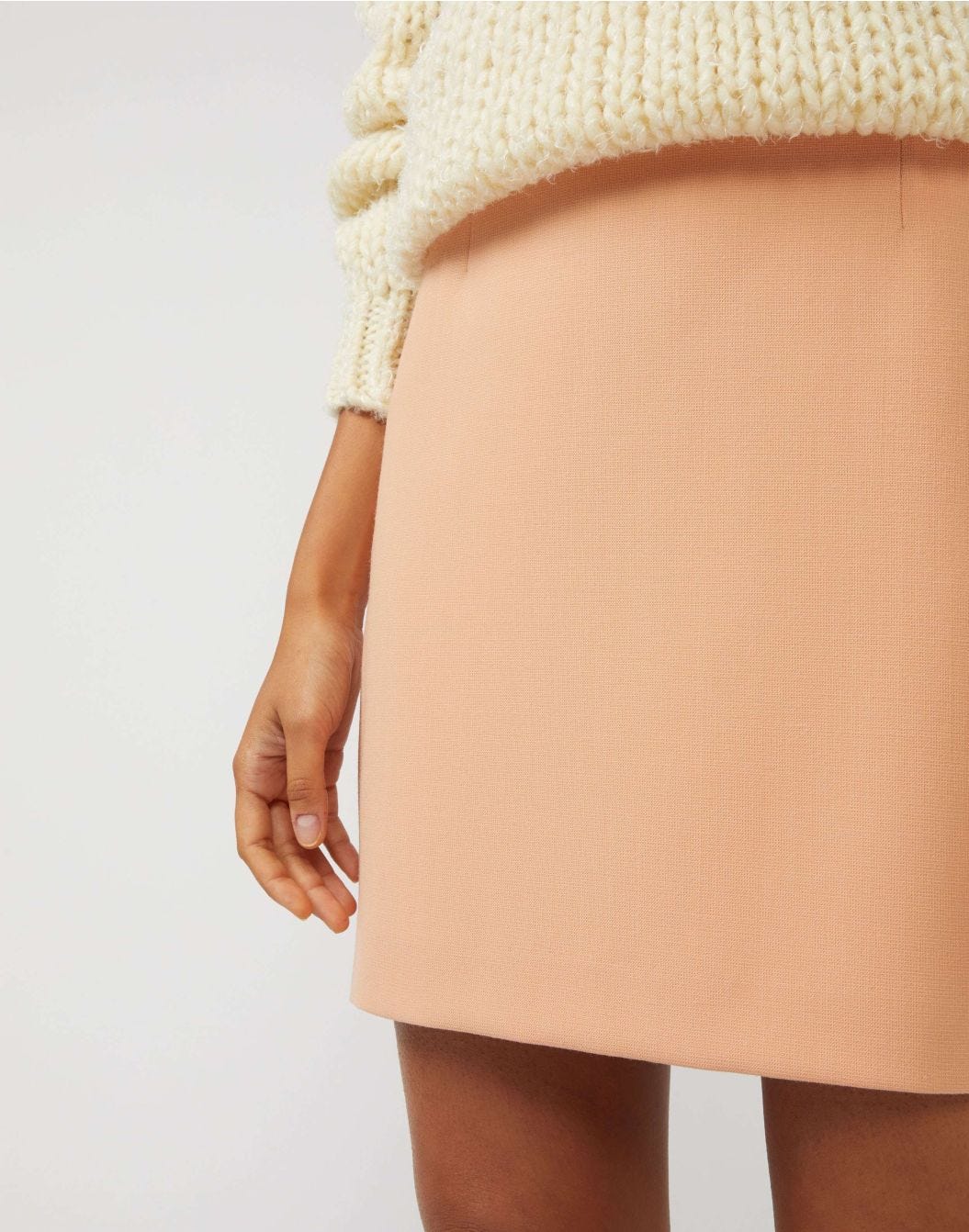 Mini-jupe droite rose en laine mélangée