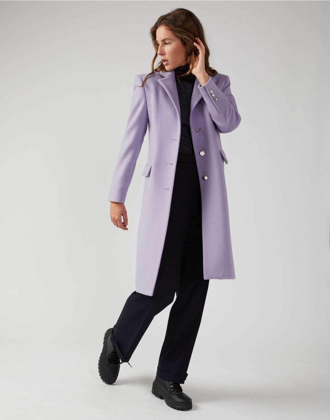Lilac coat in a cashmere blend 