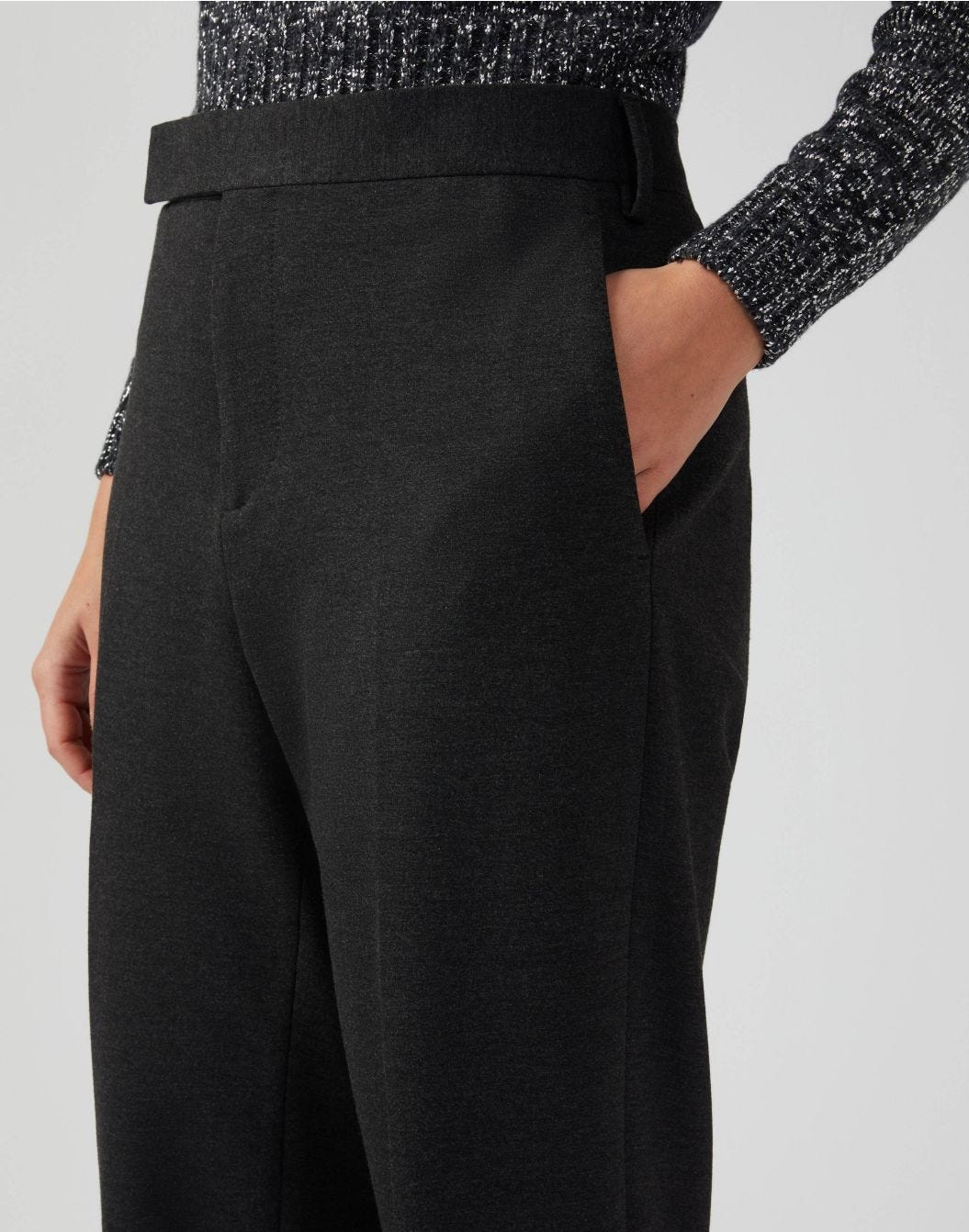 Classic grey trousers in Milanese warp knit viscose 