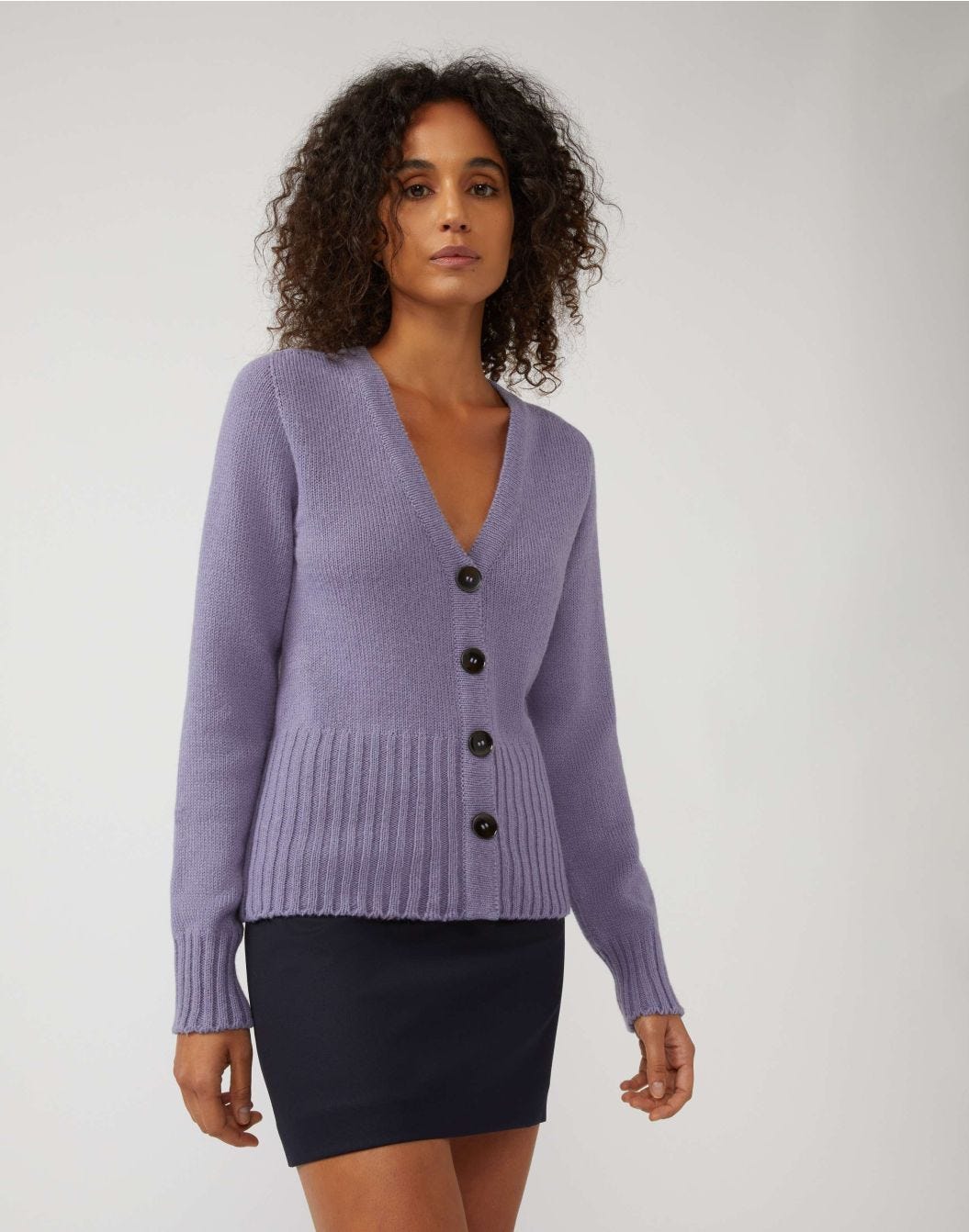 Cropped cardigan in lilac baby alpaca