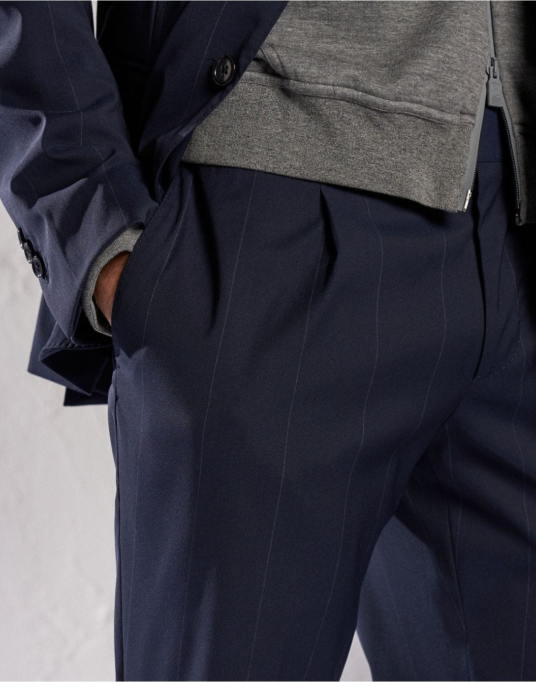 Blue creaseproof and rainproof fabric trousers - Easy Wear