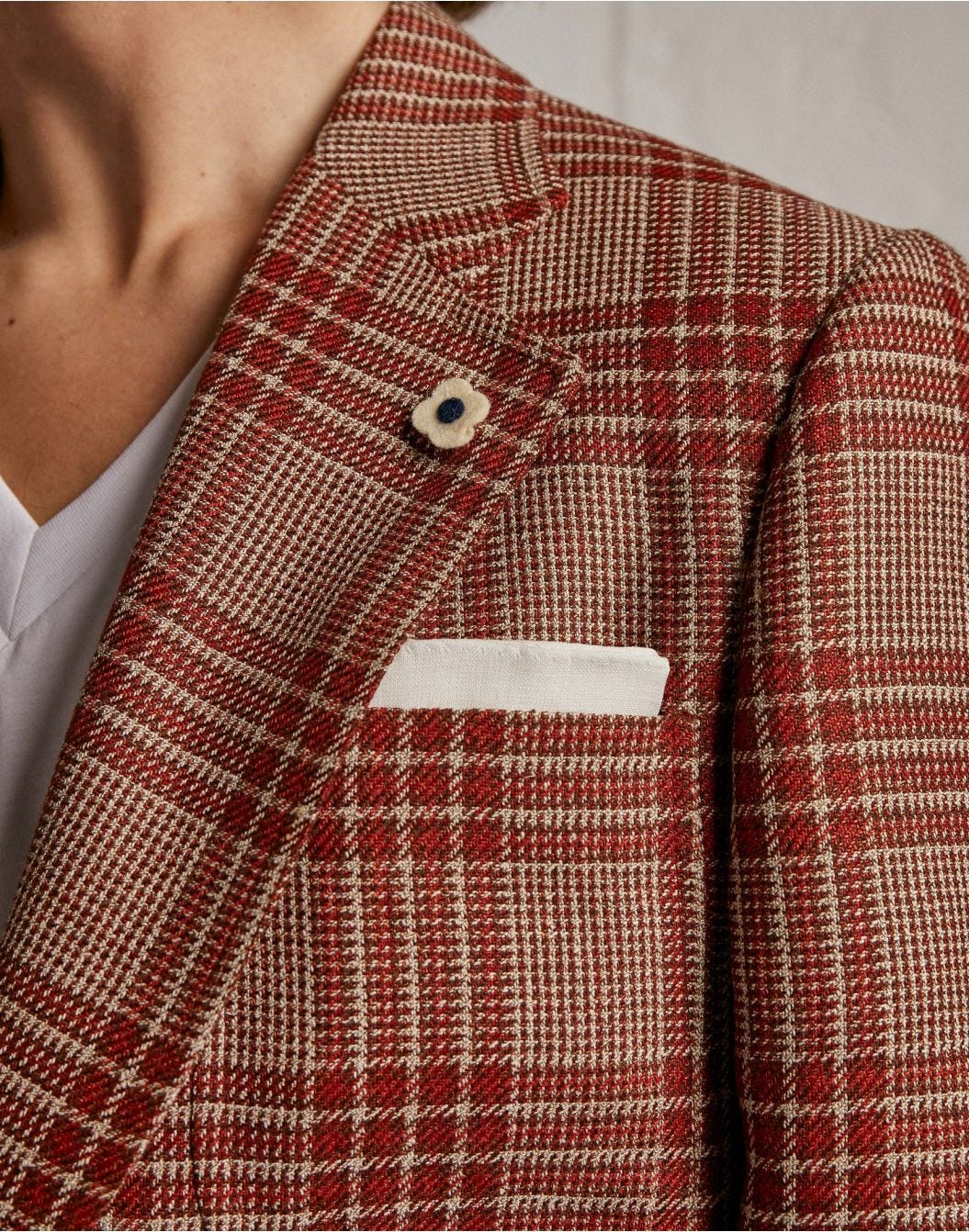 White and red large check fabric jacket - Attitude