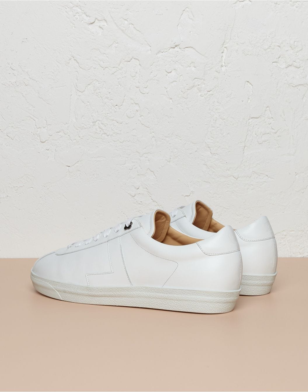 White calfskin bowling sneakers