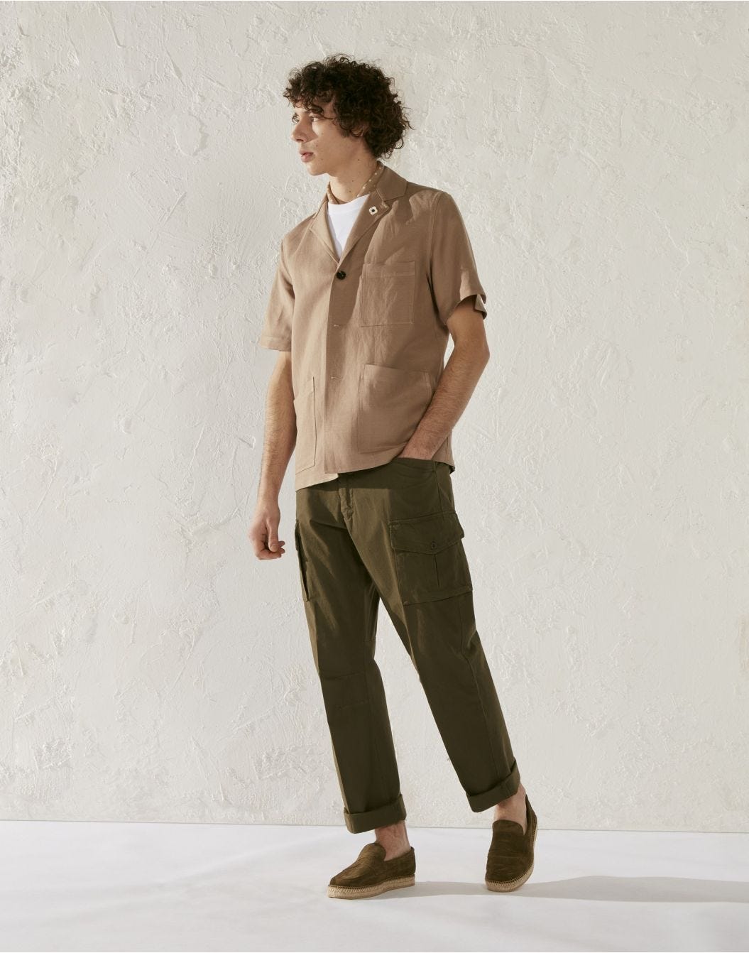 Green rip-stop cotton cargo trousers - Military