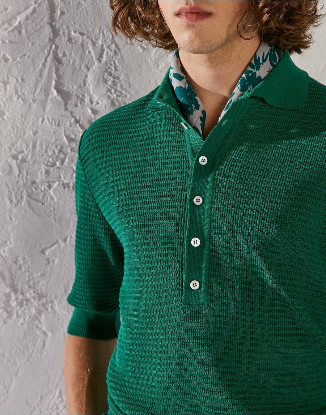 Green compact cotton polo shirt - Luigi Lardini capsule