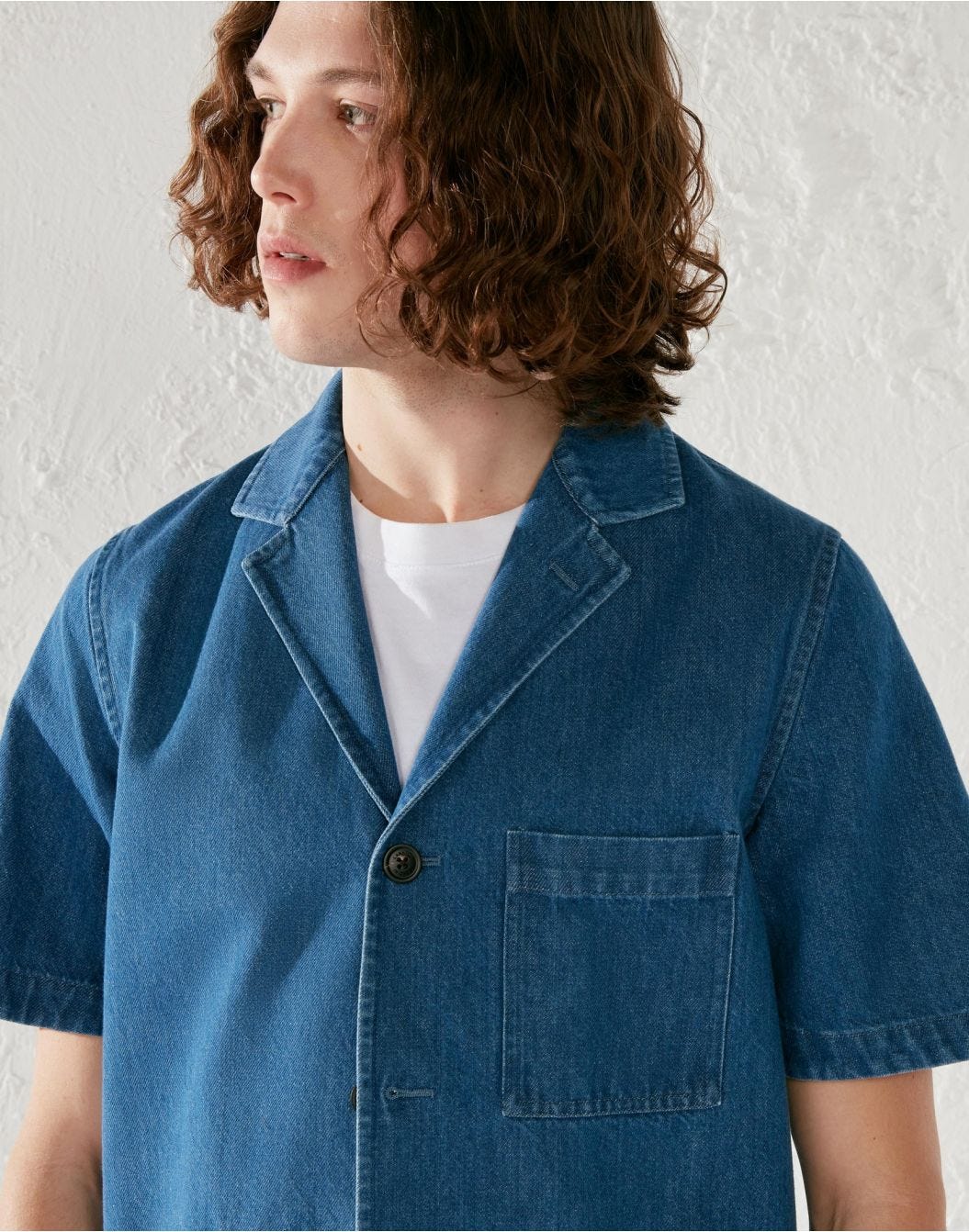 Blue Oxford fabric shirt jacket