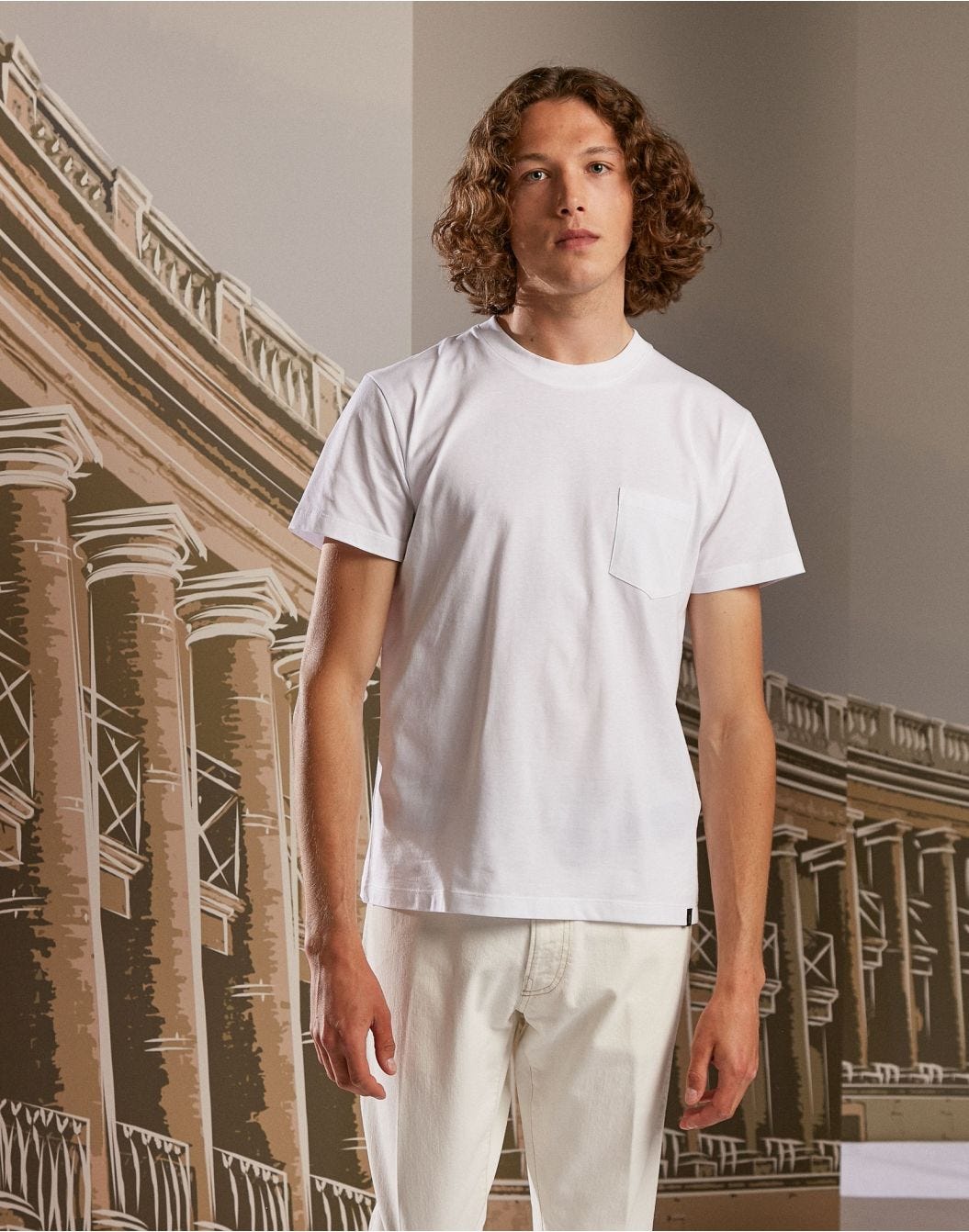 White organic jersey crew-neck T-shirt
