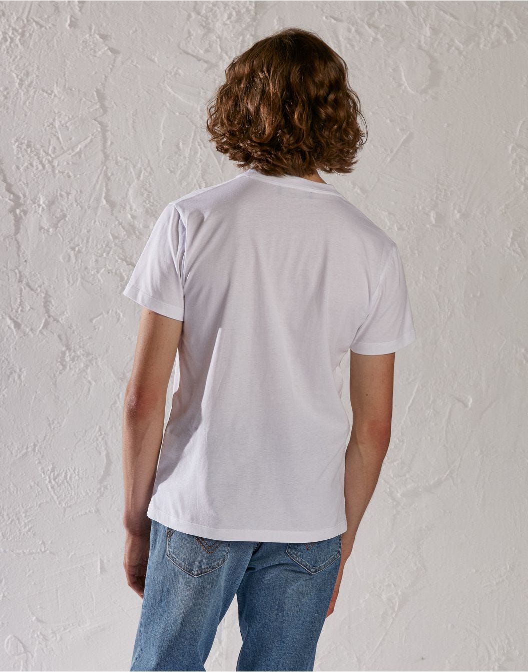 Jersey V-neck white T-shirt
