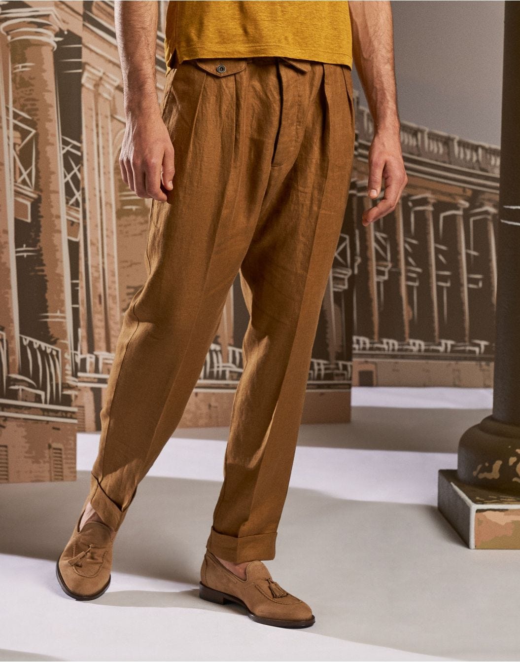 Yellow linen twill trousers - Luxor