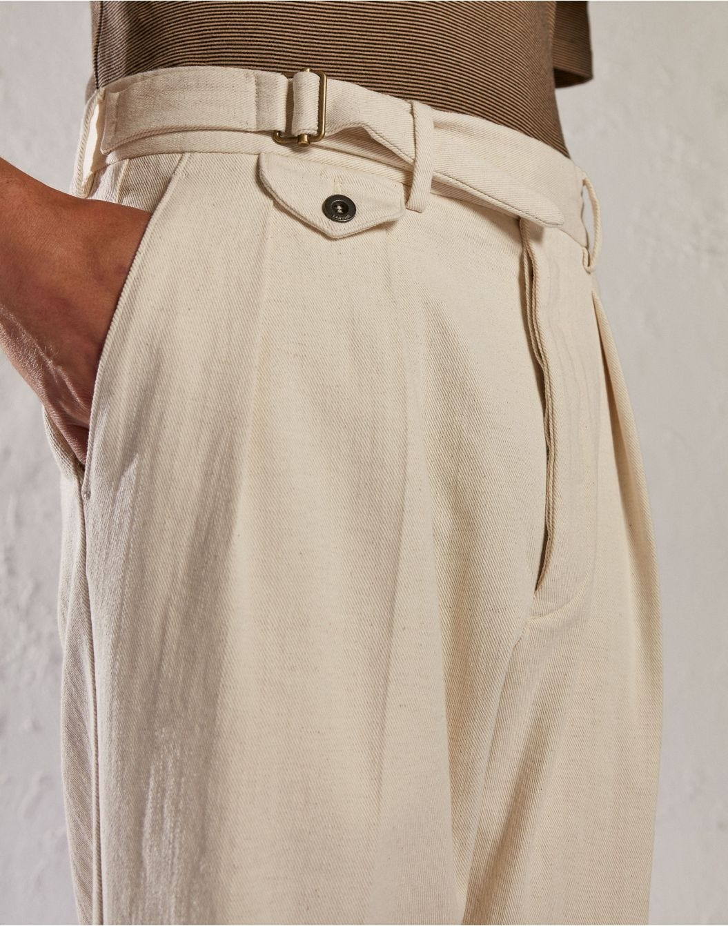 Linen and stretch natural cotton bull trousers - Luxor