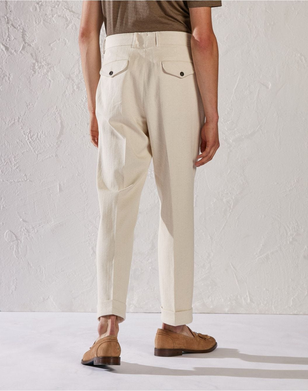 Linen and stretch natural cotton bull trousers - Luxor