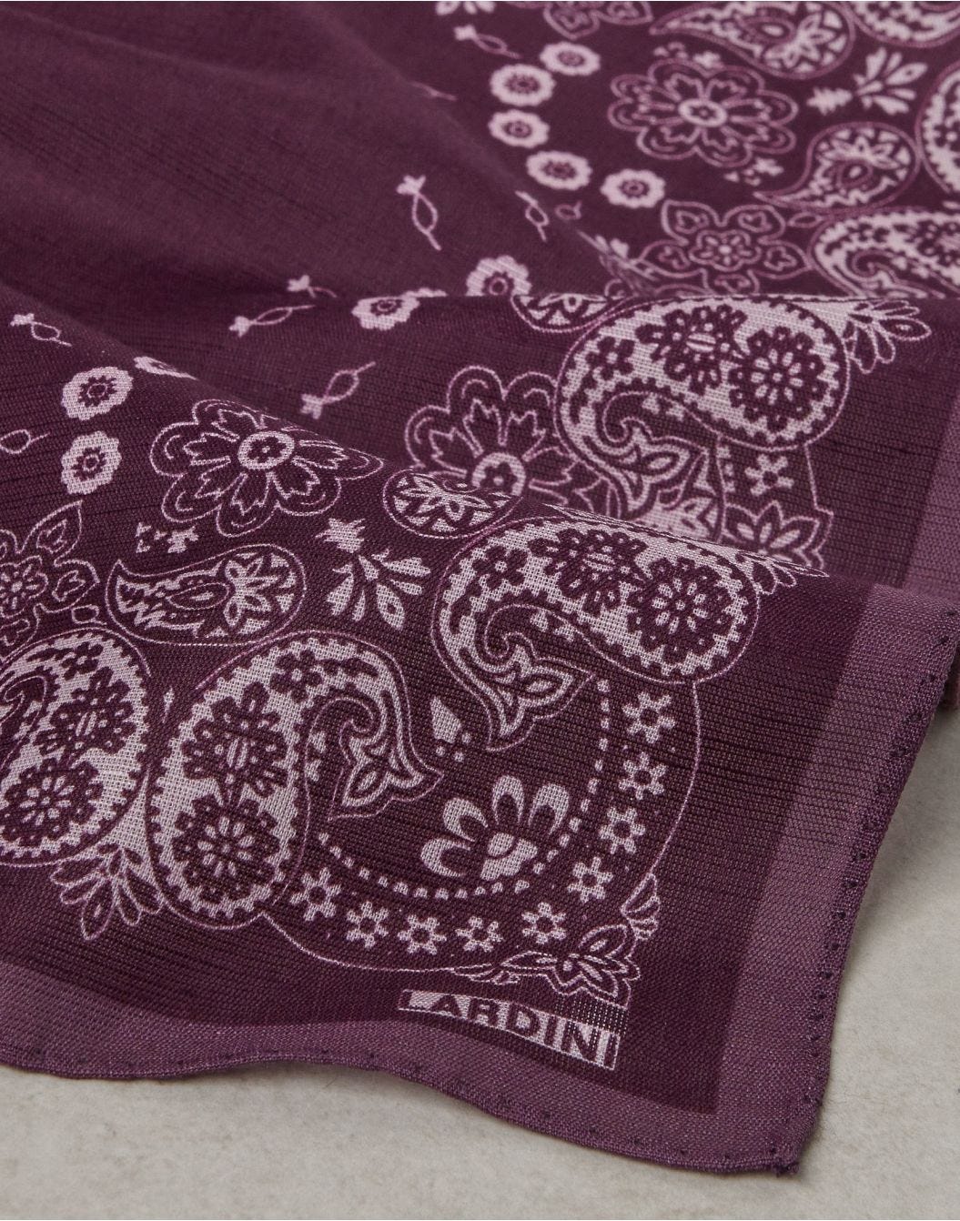 Purple pocket square with contrasting bandana print