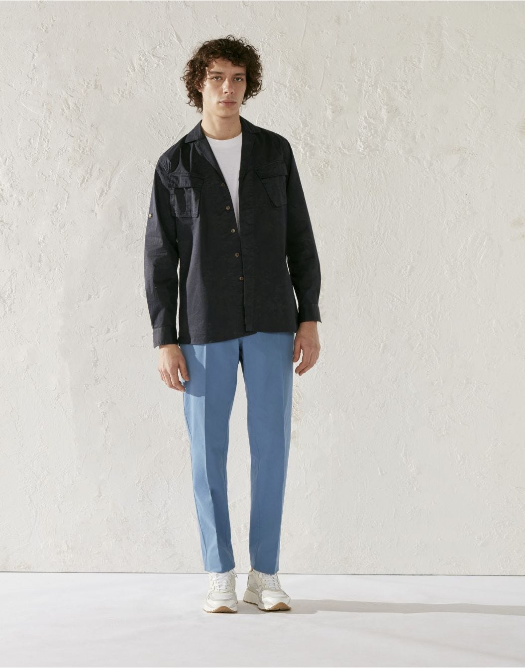 Light blue extra-comfortable cotton gabardine trousers