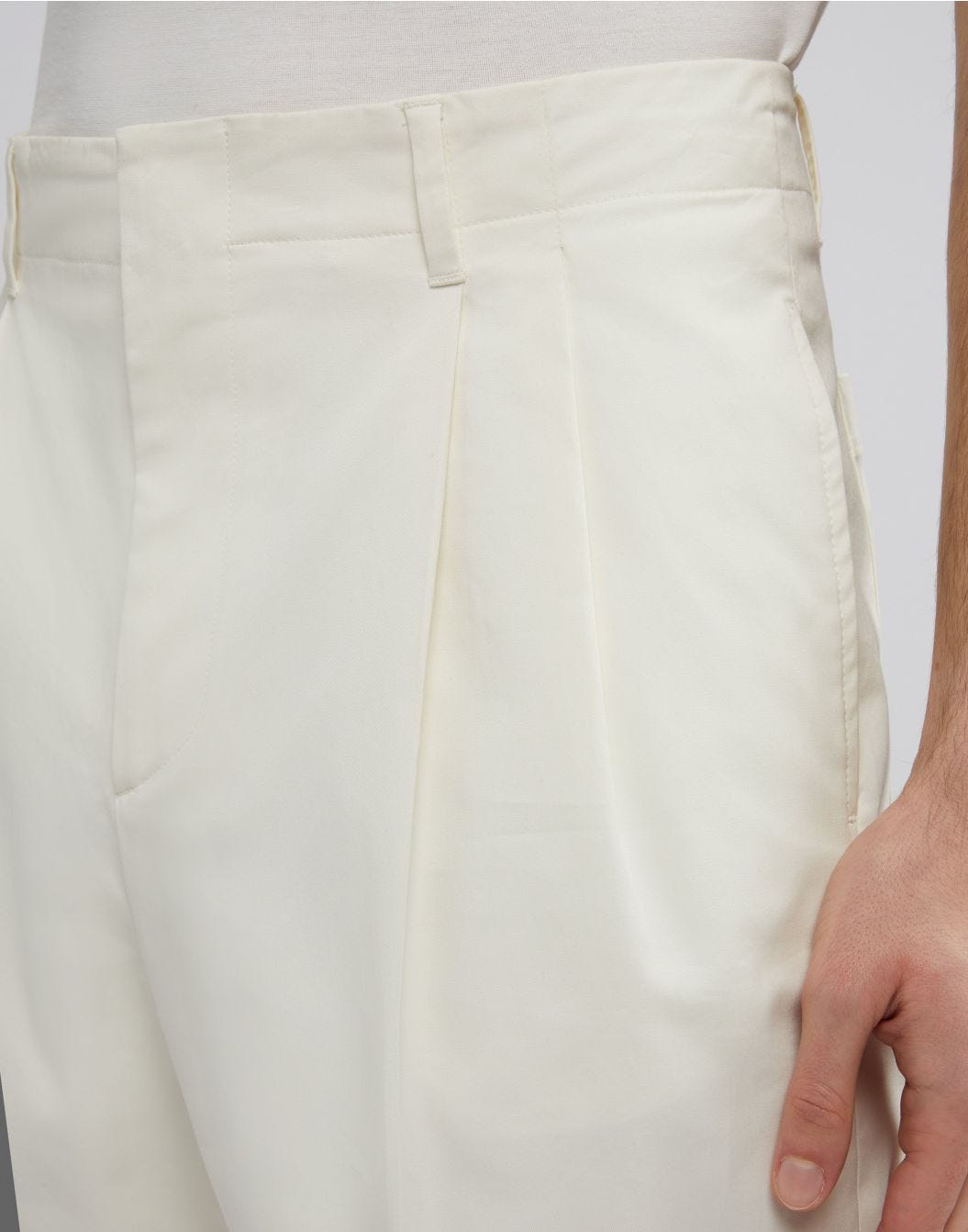 Pantalone beige in drill di cotone stretch